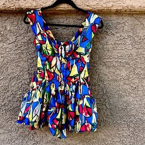 Multi colored mini dress button up